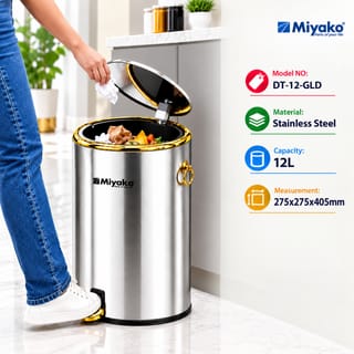 Miyako Smart Dustbin Stainless Steel 12L Automatic Sensor Trash Can Model DT-12-GLD for Home Kitchen Office 3