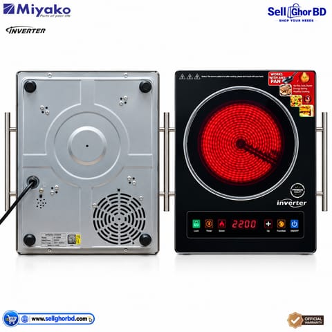 Miyako Infrared Cooker 2200W Smokeless Energy Saving Electric Stove with Black Crystal Vitro Plate ATC-GLX01
