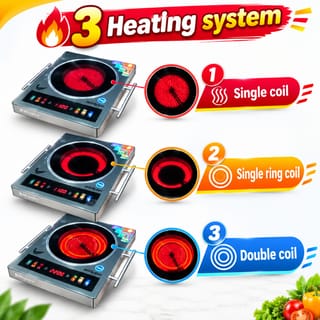Miyako Infrared Cooker 2200W Smokeless Energy Saving Electric Stove with Black Crystal Vitro Plate ATC-GLX01 2
