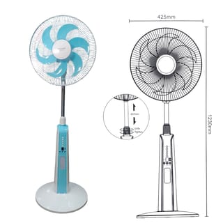Novena 16 Inch Rechargeable Remote Control Stand Fan NCF-316 | AC/DC 5 Speed Fan with LED Light 4