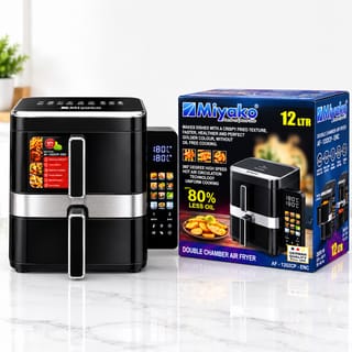 Miyako Air Fryer AF-1202CP-ENC 12L Double Chamber Digital Air Fryer Oil Free Cooking 360° Hot Air Circulation 2800W 2