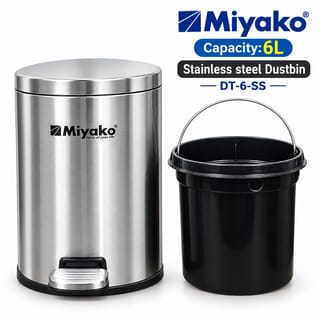 Miyako 6 Liter Stainless Steel Dustbin (DT-6-SS) – Compact & Durable Trash Bin for Kitchen, Bathroom & Office 4