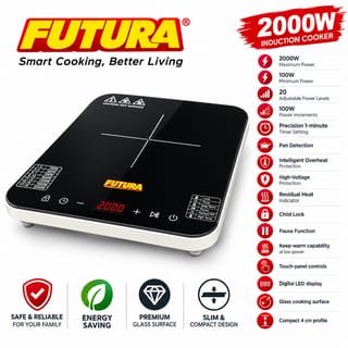Hawkins Futura Single Induction Cooktop 2000W FIC1A1 | Touch Panel Induction Hob with 20 Power Levels, Digital LED Display & Child Lock – Made in India 5
