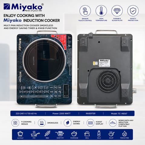 Best Induction Cooker Miyako TC-IND67 | 2200W | Smokeless | Multi Function Cooker | | Smokeless | Fast Cooking | Energy Saving