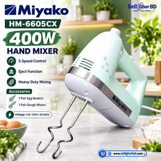 Miyako HM-6605CX 400W Hand Mixer – 5 Speed Electric Egg Beater & Dough Mixer with Eject Function 1