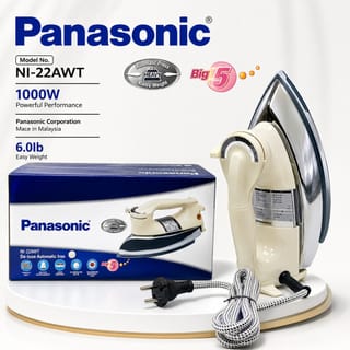 Panasonic NI-22AWT Dry Iron 1000W Non-Stick Soleplate Electric Iron White 2
