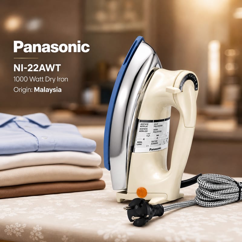 Panasonic NI-22AWT Dry Iron 1000W Non-Stick Soleplate Electric Iron White