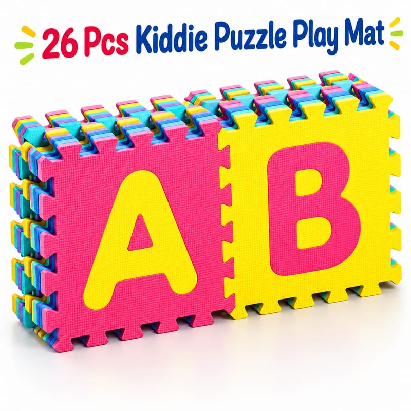 26Pcs EVA Foam Alphabet & Number Puzzle Play Mat for Kids – Non-Toxic, Anti-Slip, Waterproof Baby Crawling Floor Mat (4/5 ft)