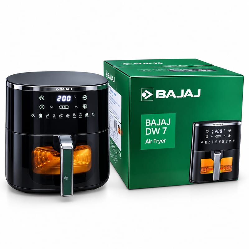 Bajaj Air Fryer DW 7– 5.70 L Large Capacity, 1600W Oil-Free Digital Air Fryer – Black