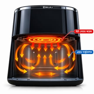 Bajaj Air Fryer DW 7– 5.70 L Large Capacity, 1600W Oil-Free Digital Air Fryer – Black 3
