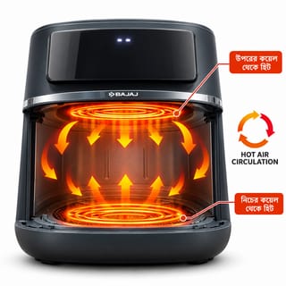 Bajaj Air Fryer DW 9 – 7.60 L Large Capacity, 2700W Digital Oil-Free Air Fryer (Black) | Healthy Cooking 5