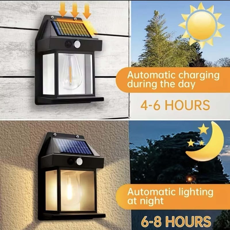 Solar Wall Lamp Outdoor – Motion Sensor, 3 Light Modes & Automatic Night Lighting