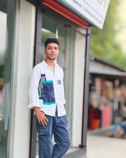 White Geometric Patchwork Casual Shirt