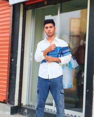 White with Blue Bandana Print Shirt 4