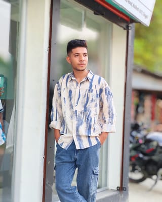 Off-White & Blue Tie-Dye Printed Shirt 2