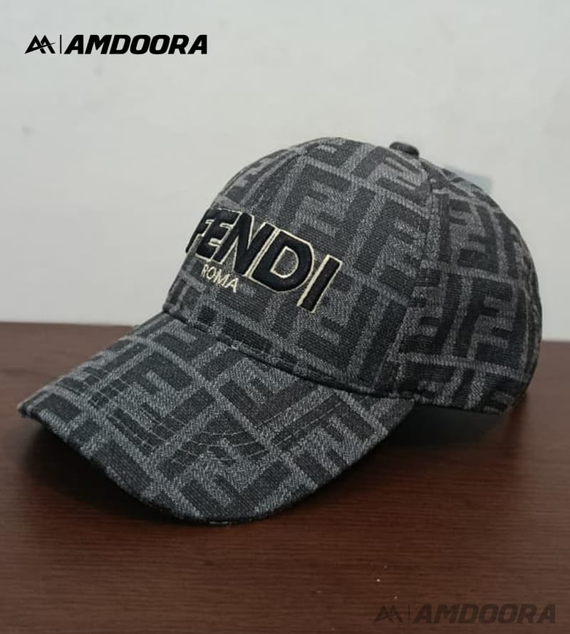 Grey Monogram Jacquard Fabric Baseball Cap
