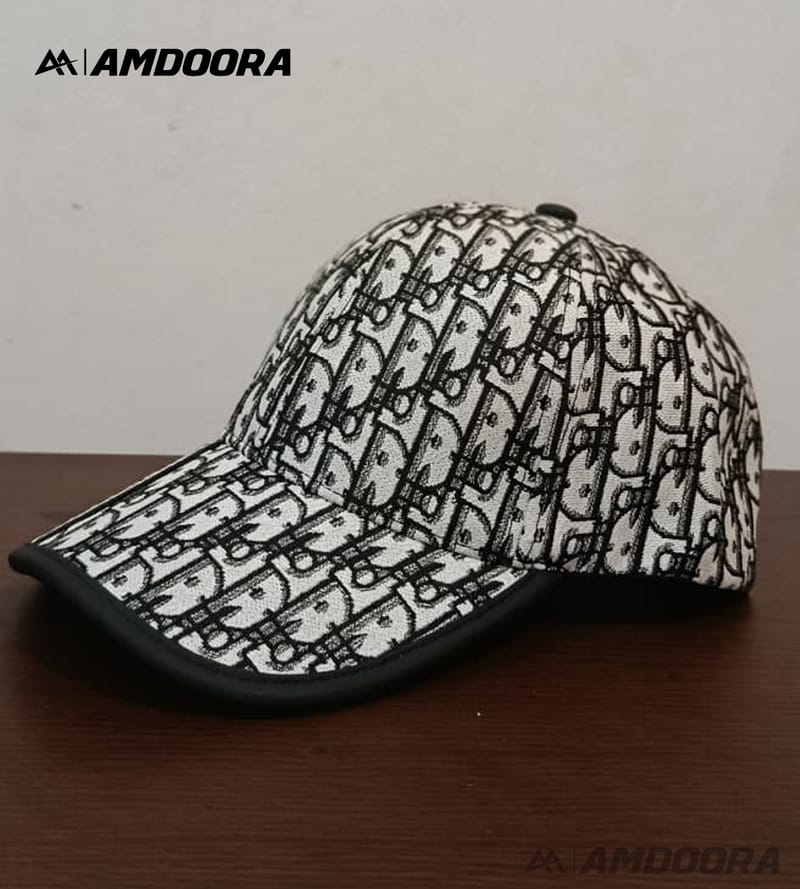 Trendy Off-White & Black Monogram Jacquard Cap