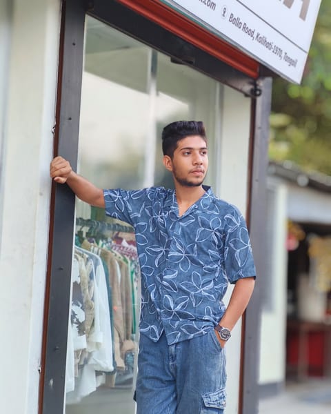Amdoora Deep Navy Floral Printed Shirt