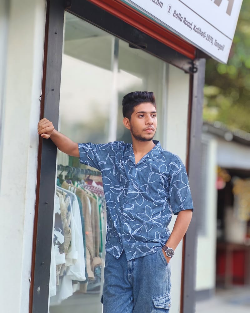 Amdoora Deep Navy Floral Printed Shirt