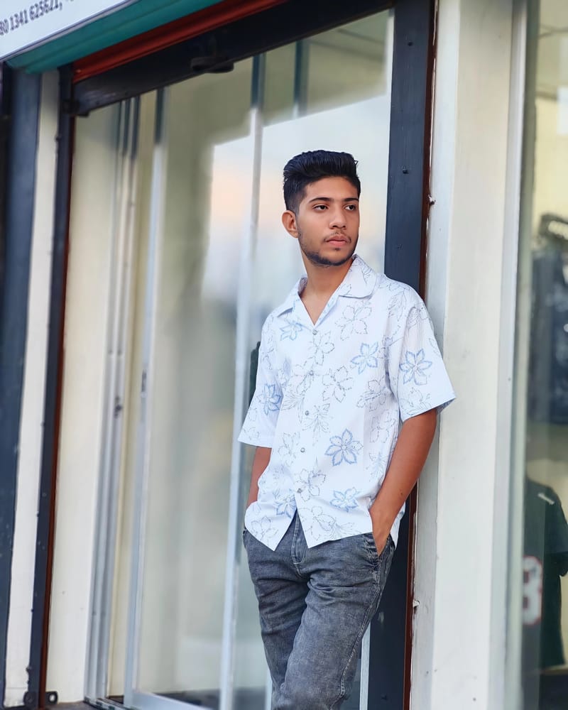 Amdoora Cloud Blue Floral Boxy Shirt