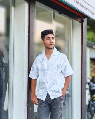 Amdoora Cloud Blue Floral Boxy Shirt 2