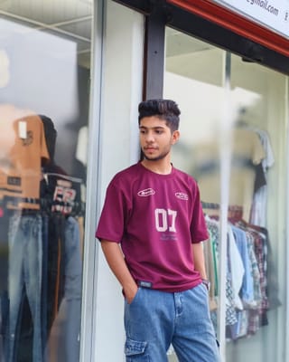 Maroon Varsity 07 Drop-Shoulder T-Shirt 2