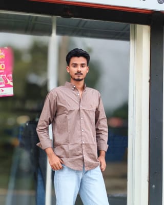 Amdoora Smart Casual Brown Checkered Shirt 1
