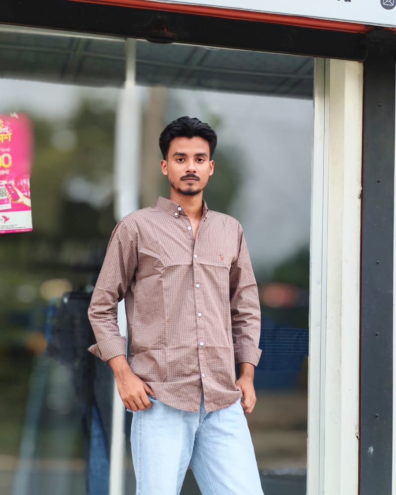Amdoora Smart Casual Brown Checkered Shirt