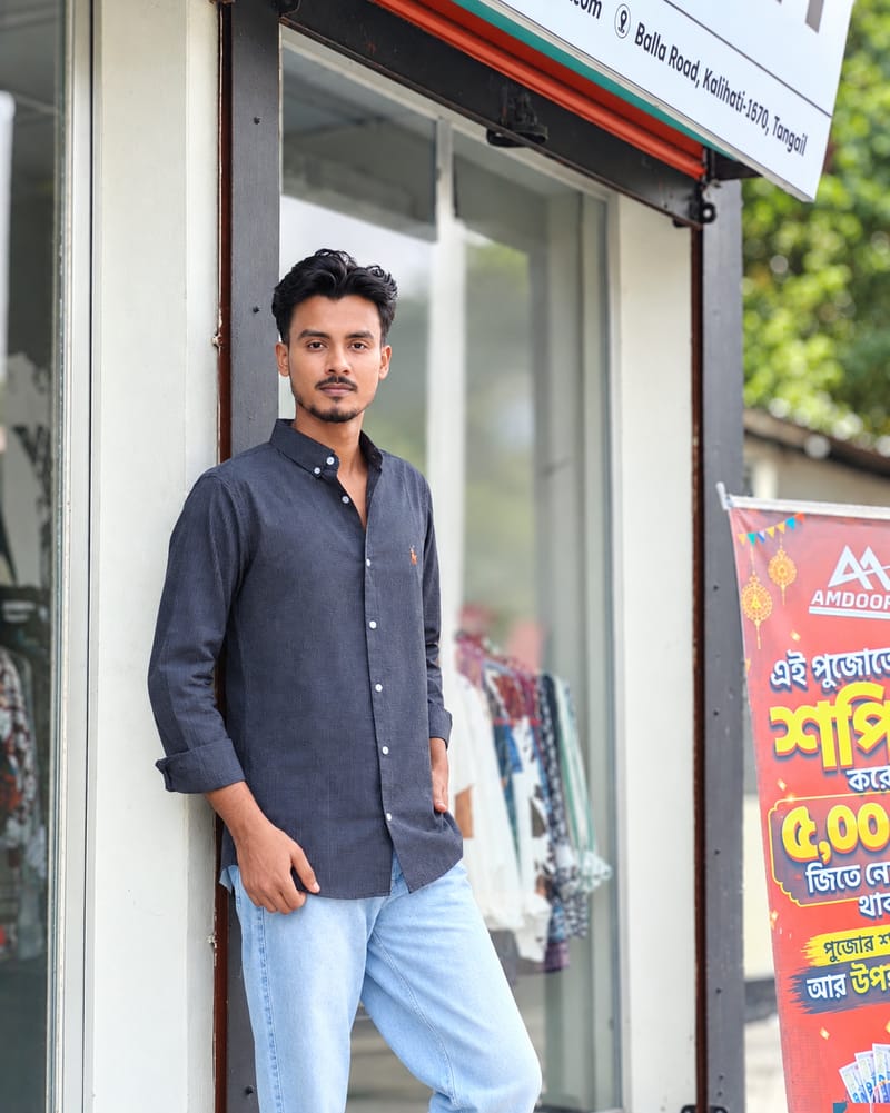Amdoora Dark Grey Textured Casual Shirt