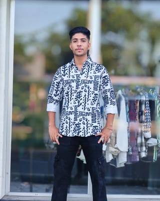 Amdoora White & Navy Tribal Printed Shirt 1