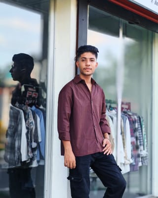 Amdoora Chocolate Brown Textured Boxyfit Shirt 2