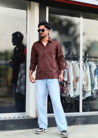 Amdoora Chocolate Brown Textured Boxyfit Shirt 5
