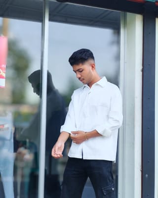 Amdoora White Textured Casual Boxyfit Shirt 3