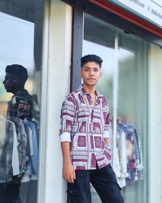 Amdoora Maroon Ethnic Box Pattern Shirt 3