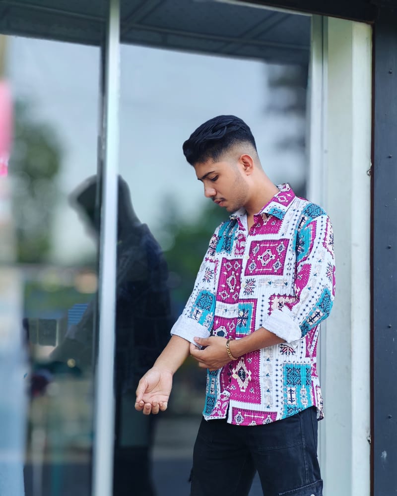 Amdoora Ethnic Patchwork Casual Shirt