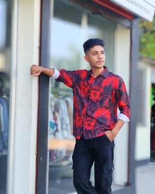 Amdoora Red & Black Abstract Printed Shirt 3