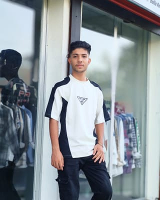 Amdoora "Prada Milano" Contrast Panel Black & White T-Shirt 1