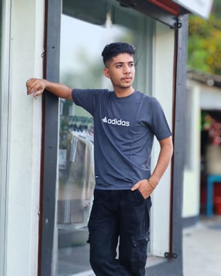 Amdoora "Adidas" Printed Dark Grey Casual T-Shirt 1