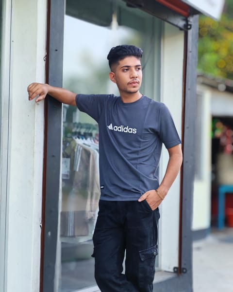 Amdoora "Adidas" Printed Dark Grey Casual T-Shirt