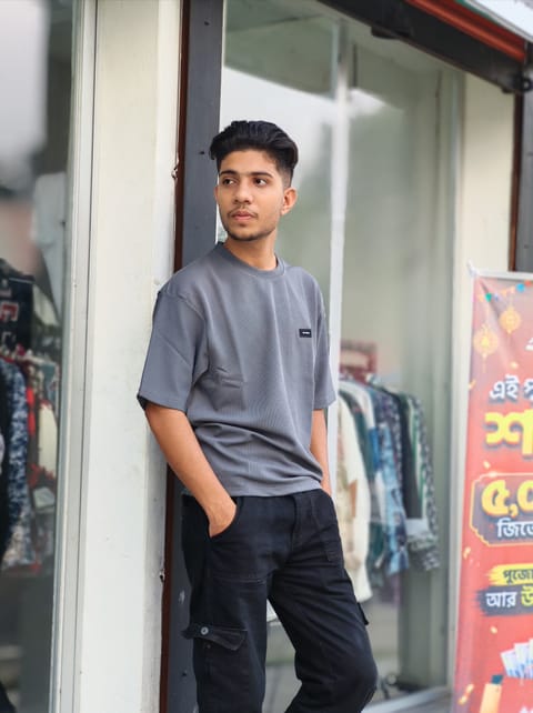 Amdoora Classic Solid Slate Grey Casual T-Shirt