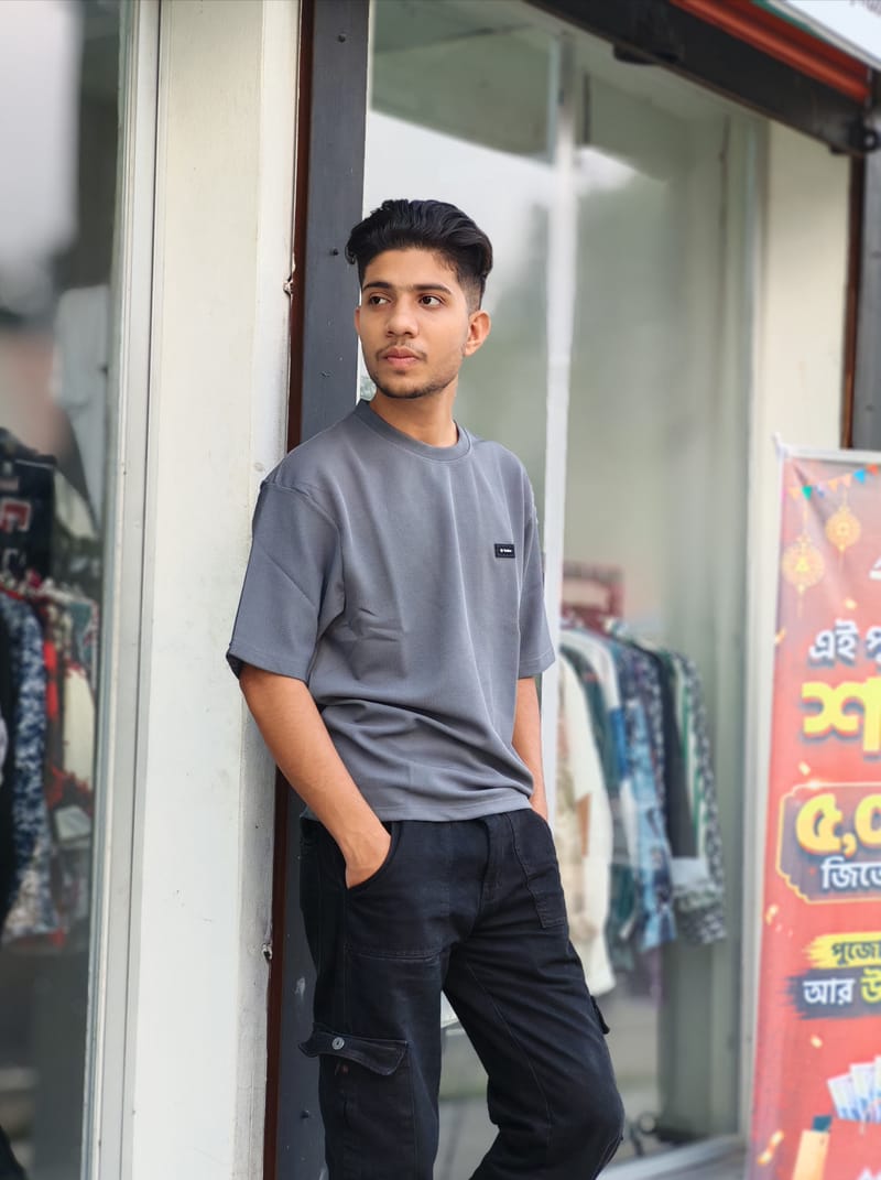 Amdoora Classic Solid Slate Grey Casual T-Shirt