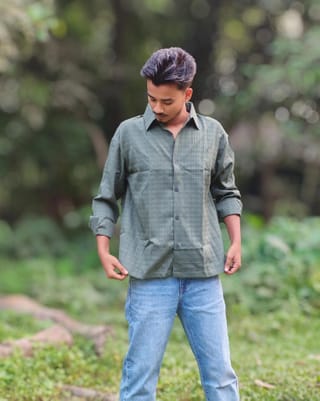 Amdoora Olive Green Boxyfit Casual Shirt 3