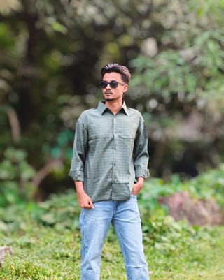 Amdoora Olive Green Boxyfit Casual Shirt 4