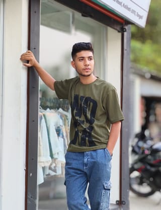 Amdoora Olive Green Work Harder T-Shirt 2