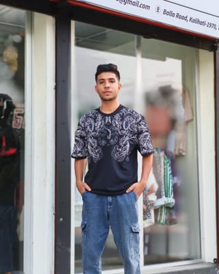 Amdoora Black Paisley Print T-Shirt 1
