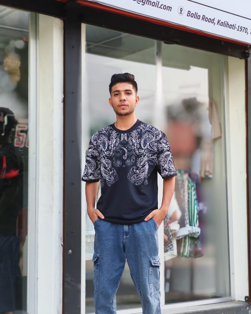 Amdoora Black Paisley Print T-Shirt