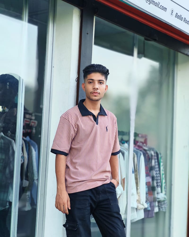 Amdoora Dusty Rose Vertical Striped Polo Shirt