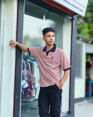 Amdoora Dusty Rose Vertical Striped Polo Shirt 2