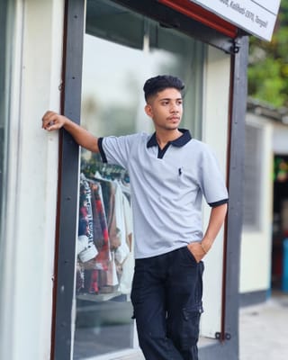 Amdoora Ash Grey Textured Polo Shirt 2