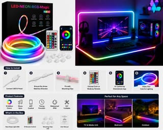 5M Waterproof Outdoor USB 5V RGB Neon Rope Light 2